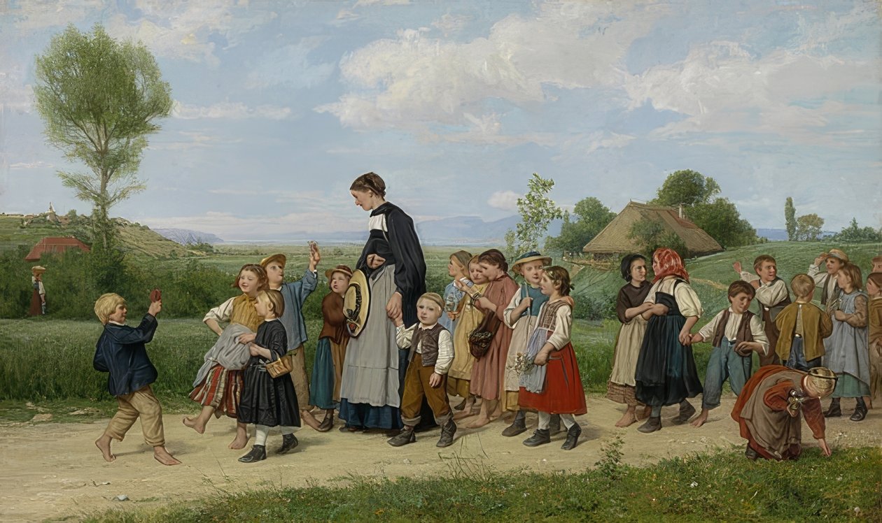 Okul yürüyüşü. 1872 by Albert Anker