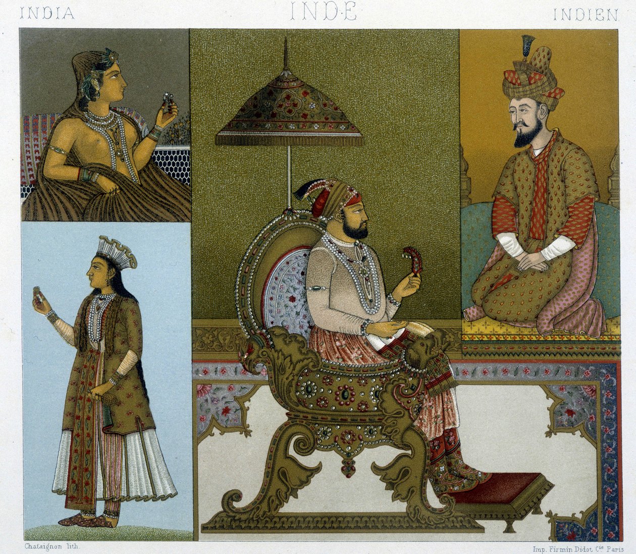 Racinet tarafından gravür Moğol kostümleri by Albert Charles August Racinet