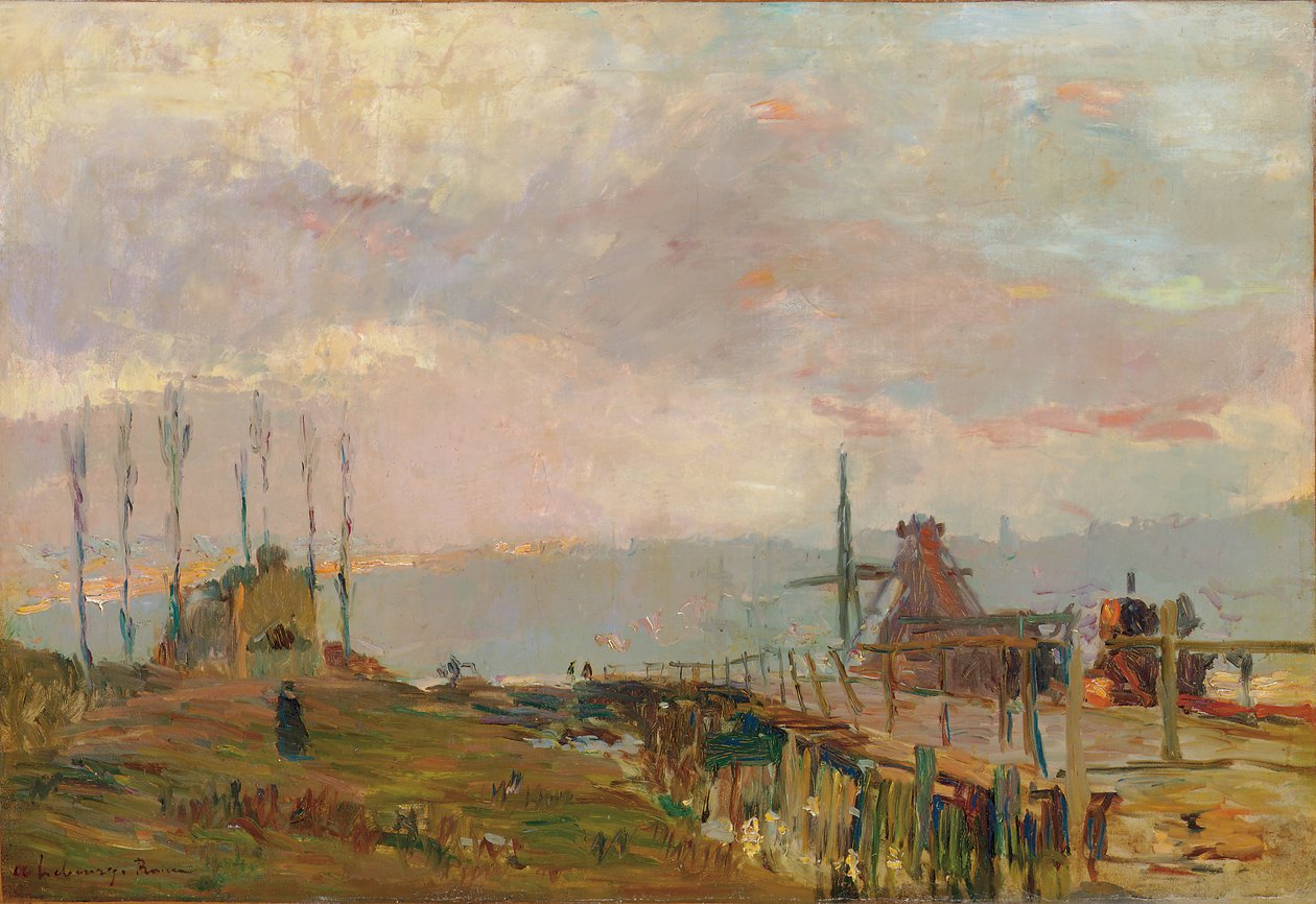 Rouen yakınlarındaki rustik köprü by Albert Charles Lebourg
