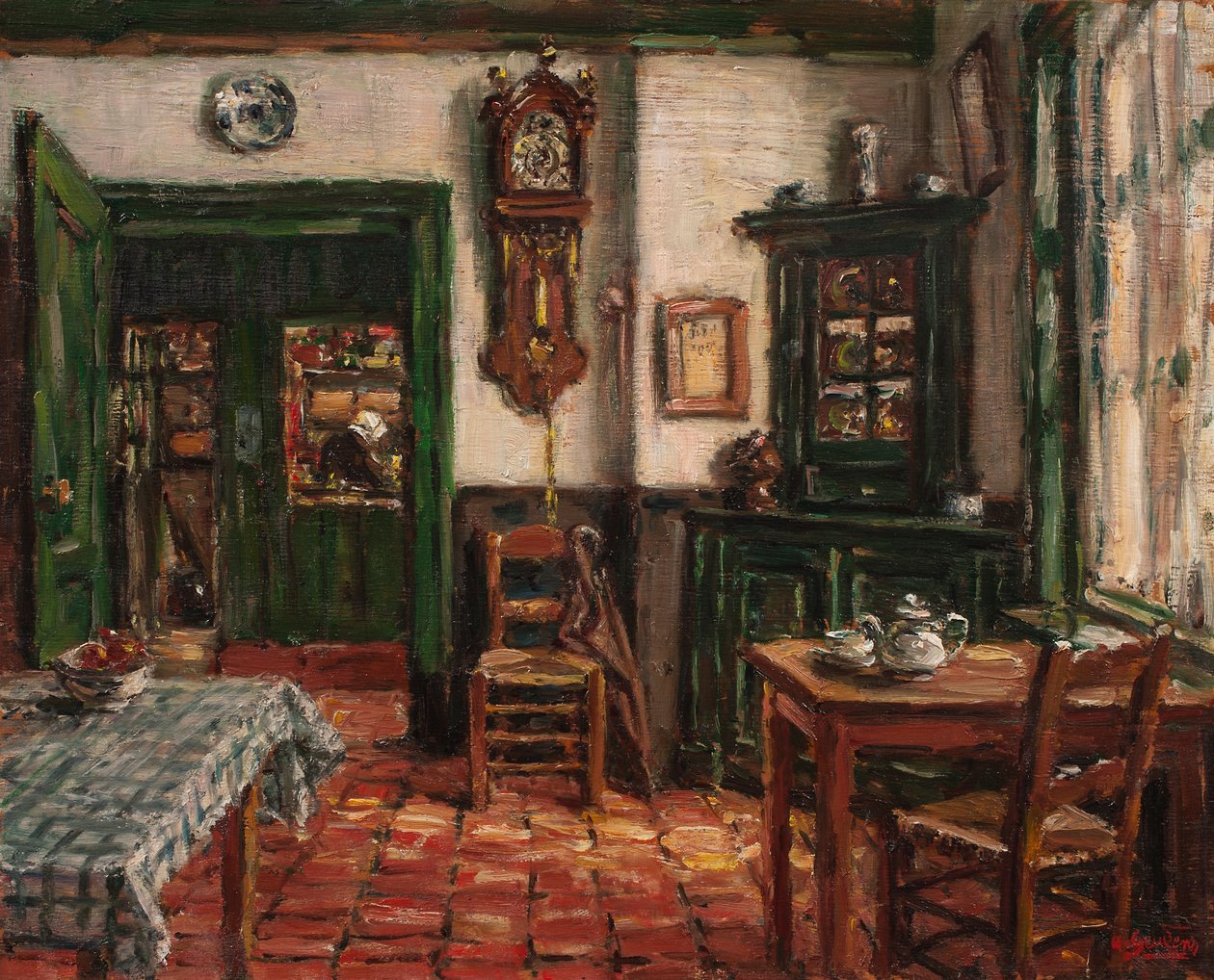 The Inn, Zeeland (panelde yağ) by Albert Geudens