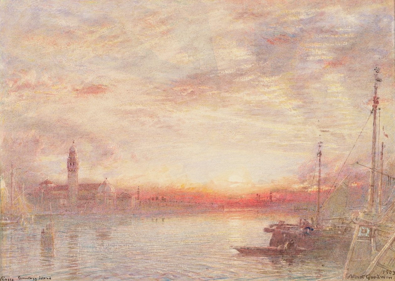 Venedik, Mezarlık Adası (San Michele) by Albert Goodwin