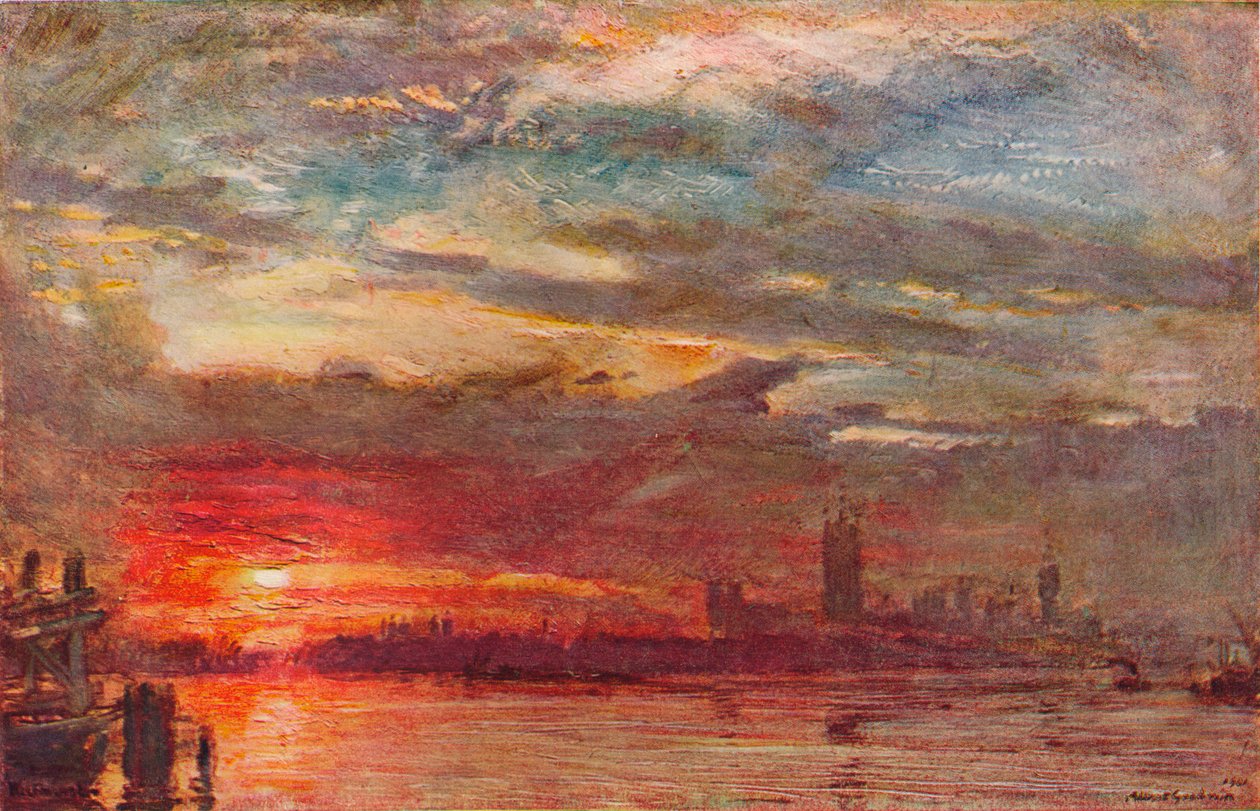 Westminster Gün Batımı, 1900 by Albert Goodwin