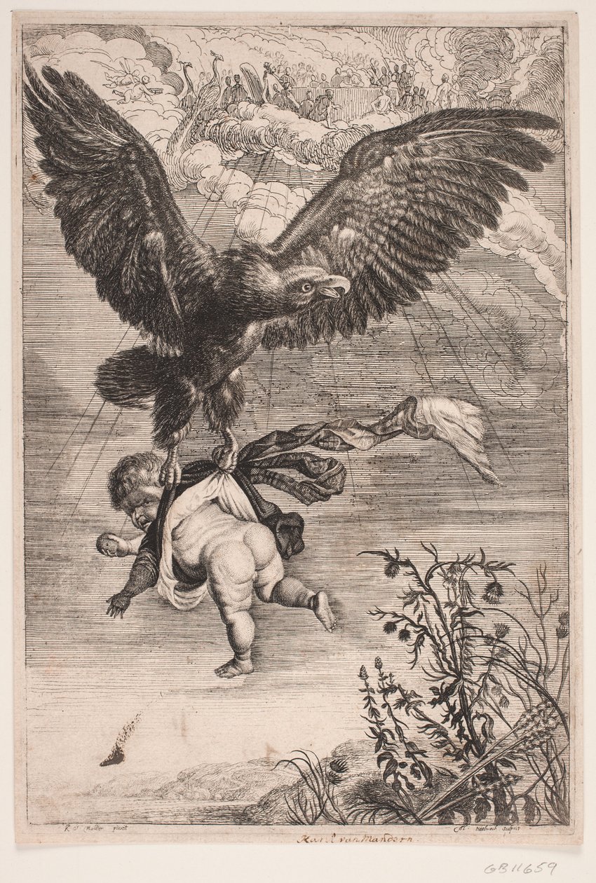 Ganymede kartal tarafından kaçırılır by Albert Haelwegh