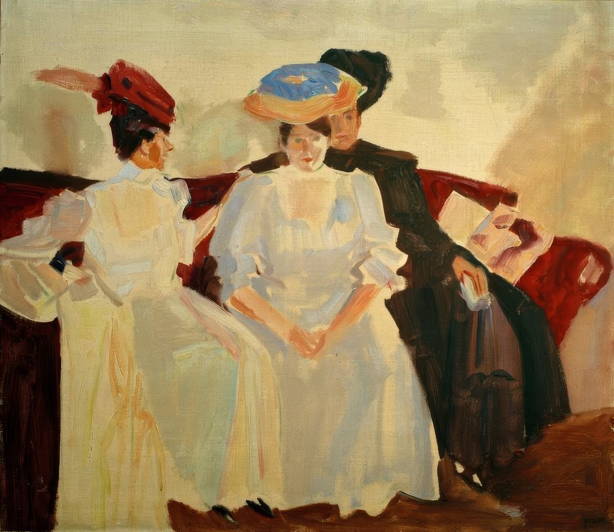 Bir kanepede üç bayan by Albert Weisgerber
