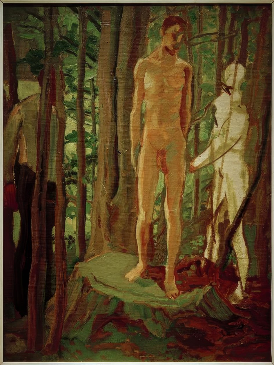 kütük üzerinde Sebastian by Albert Weisgerber