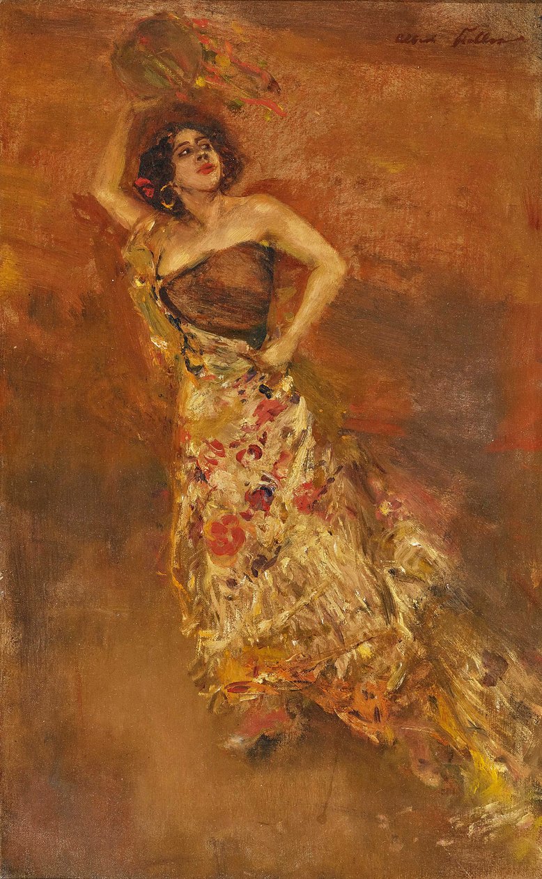İspanyol dansçı Caroline Otèro, Carmen rolünde. by Albert von Keller