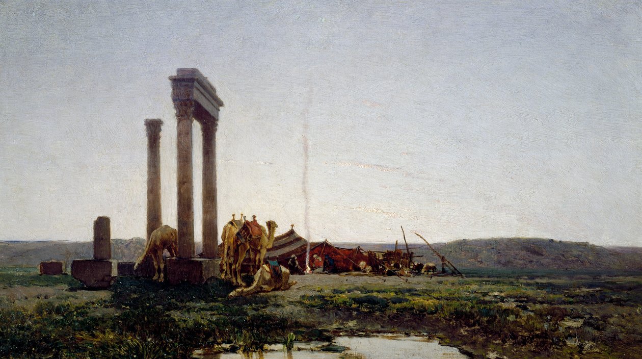 Çölde bir tapınak kalıntıları by Alberto Pasini