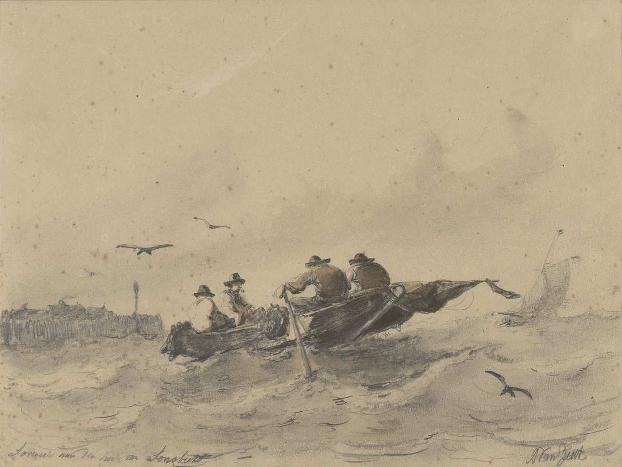Bir kayıkta dört adam by Albertus van Beest