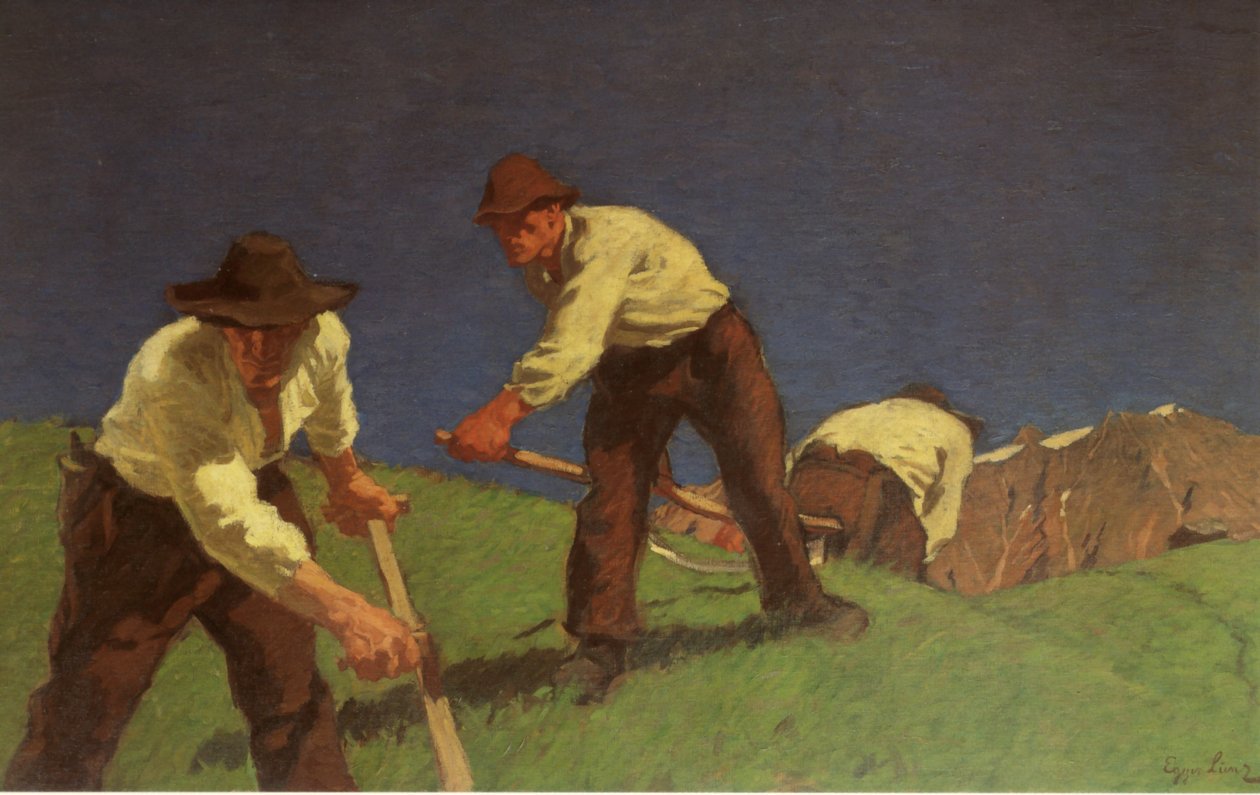 Bergmaher I. versiyonu by Albin Egger Lienz