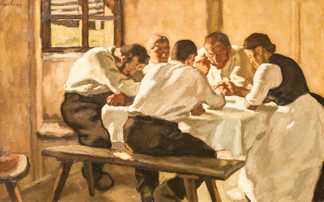 Öğle yemeği, 1910 dolayları (tuval üzerine yağlıboya) by Albin Egger Lienz