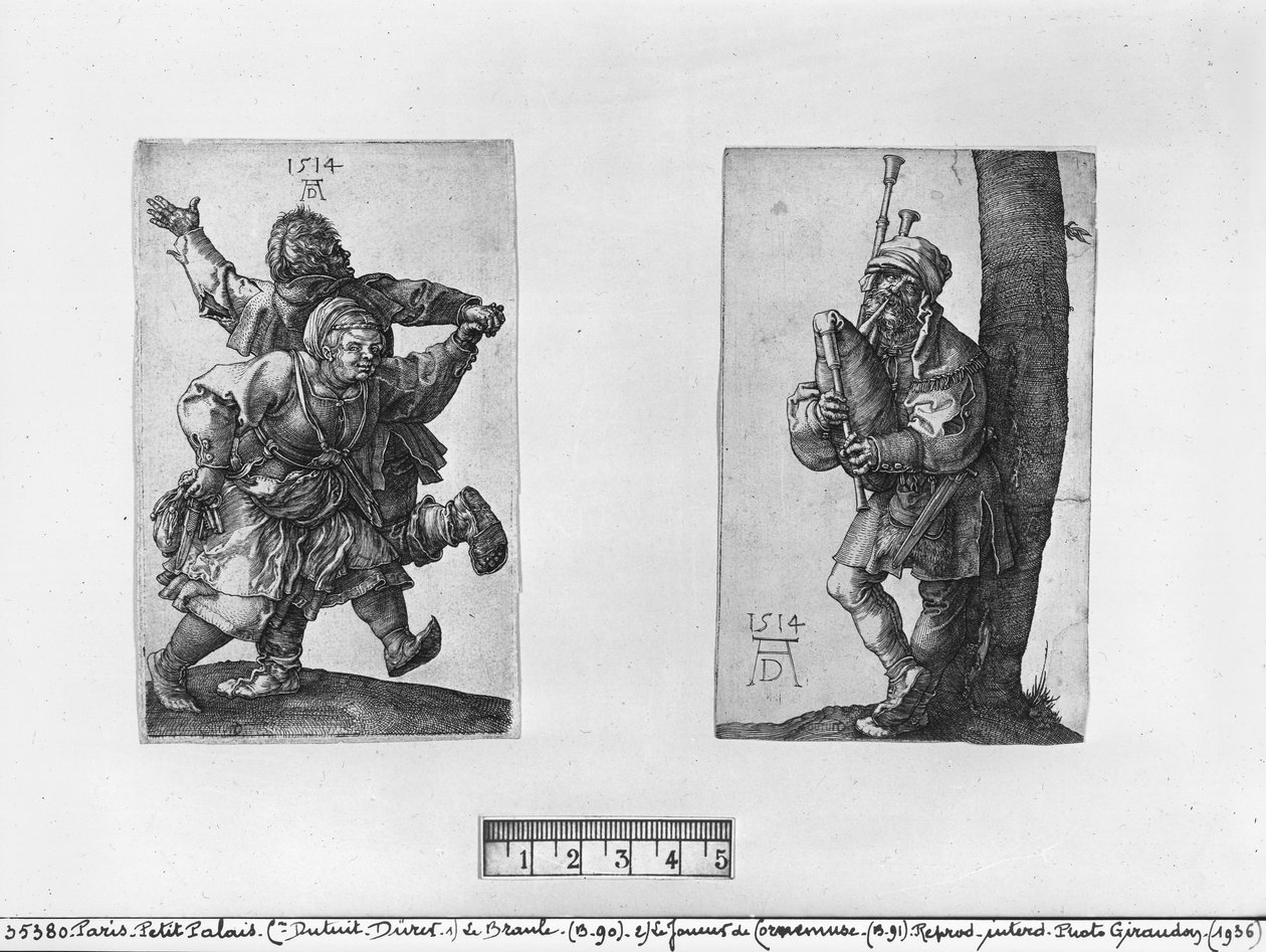 Dancing Peasants and a Bagpipe Player, 1514   by Albrecht Dürer