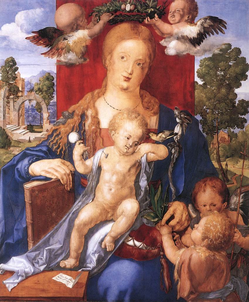 Siskin ile Madonna by Albrecht Dürer