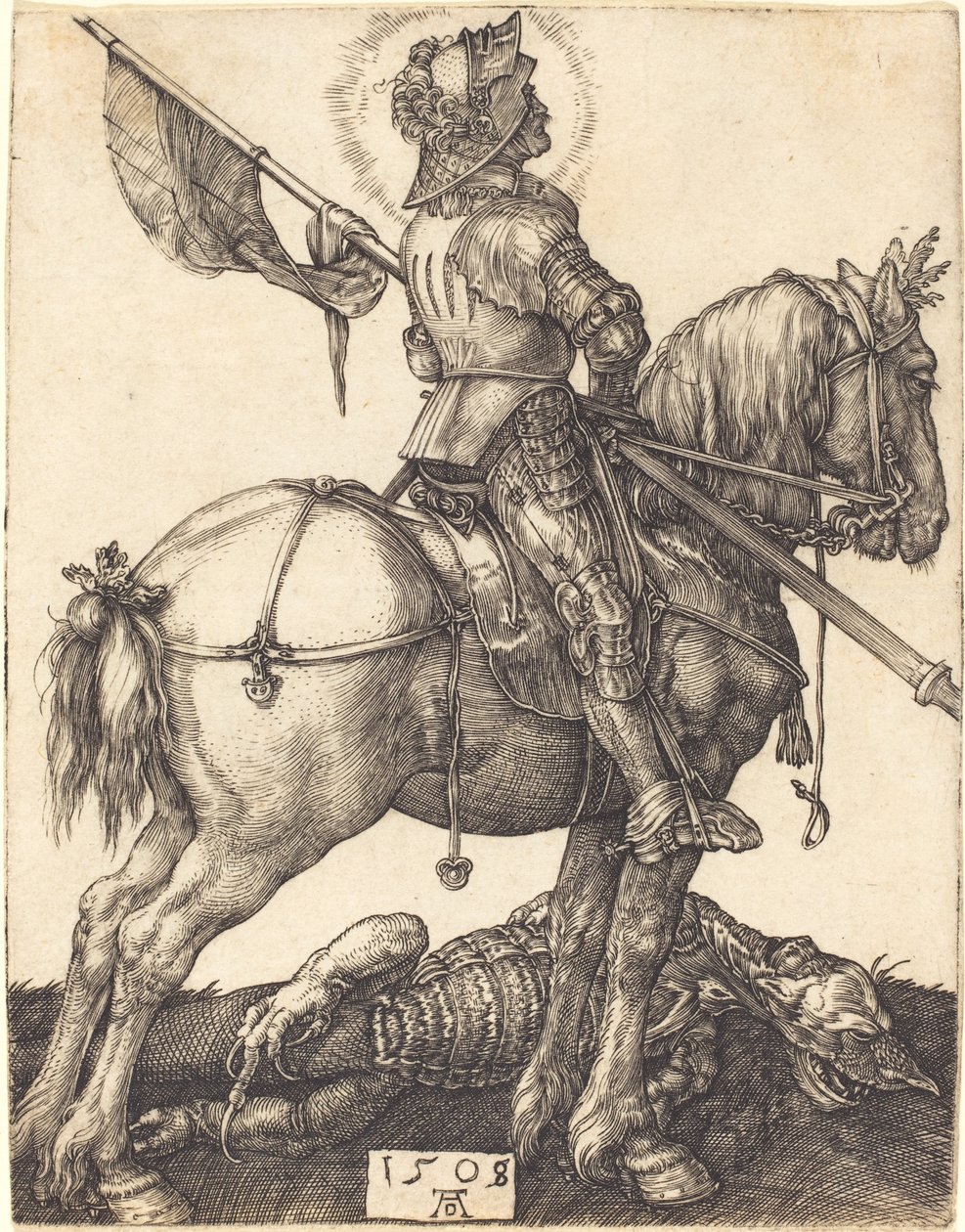 At sırtında Aziz George by Albrecht Dürer