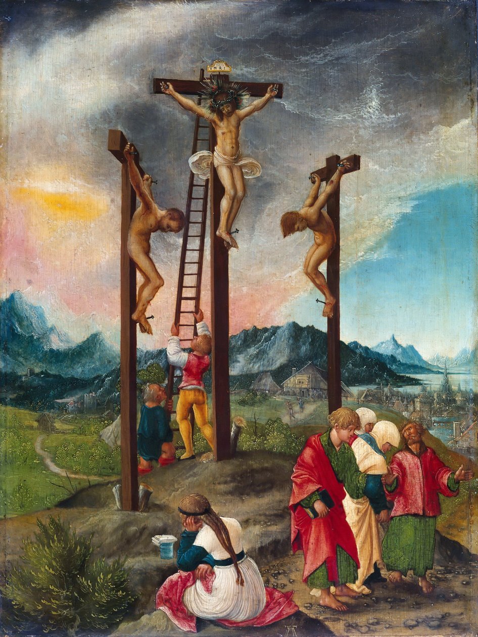 hırsızlar arasında çarmıhta İsa by Albrecht Altdorfer