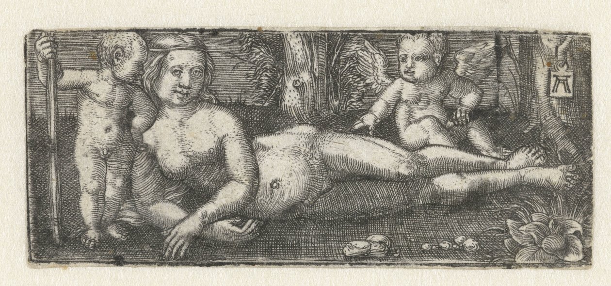 İki putti ile uzanmış Venüs by Albrecht Altdorfer