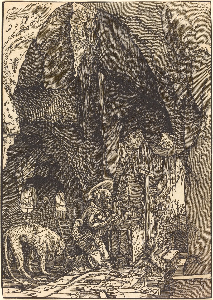 Mağaradaki Aziz Jerome by Albrecht Altdorfer