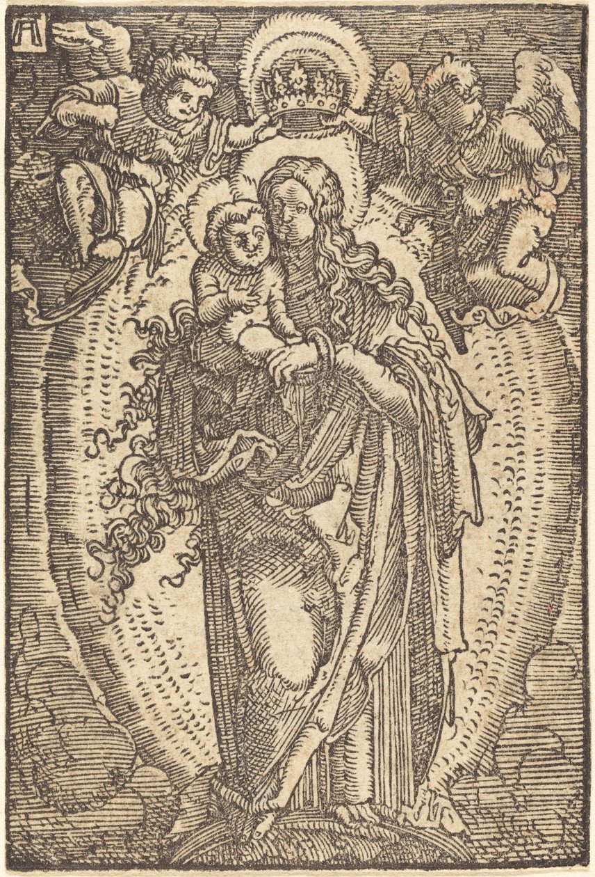 Melekler Tarafından Taçlandırılan Bakire by Albrecht Altdorfer