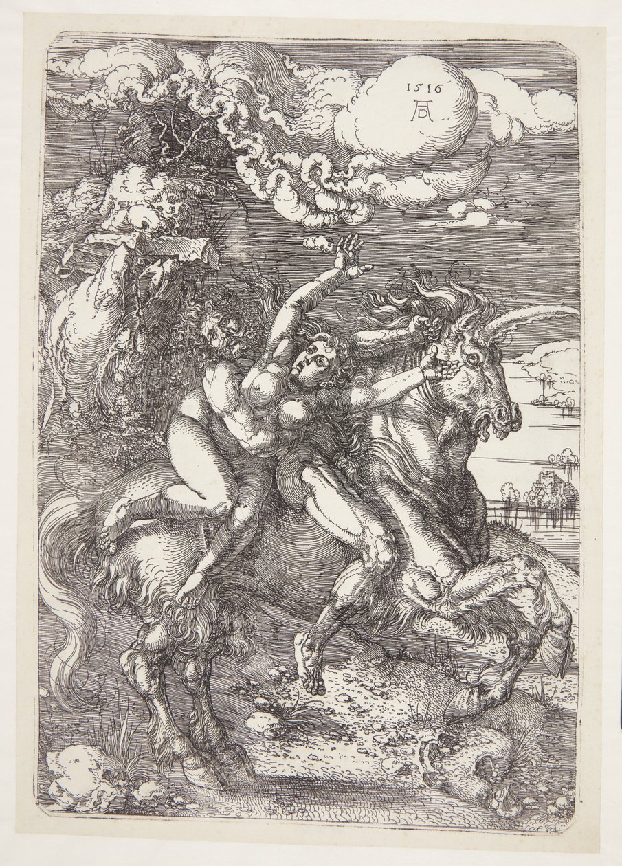 Tek Boynuzlu Atta Kaçırma by Albrecht Dürer