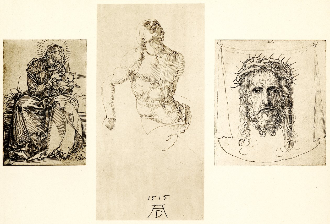 Maria çimenli bankada by Albrecht Dürer