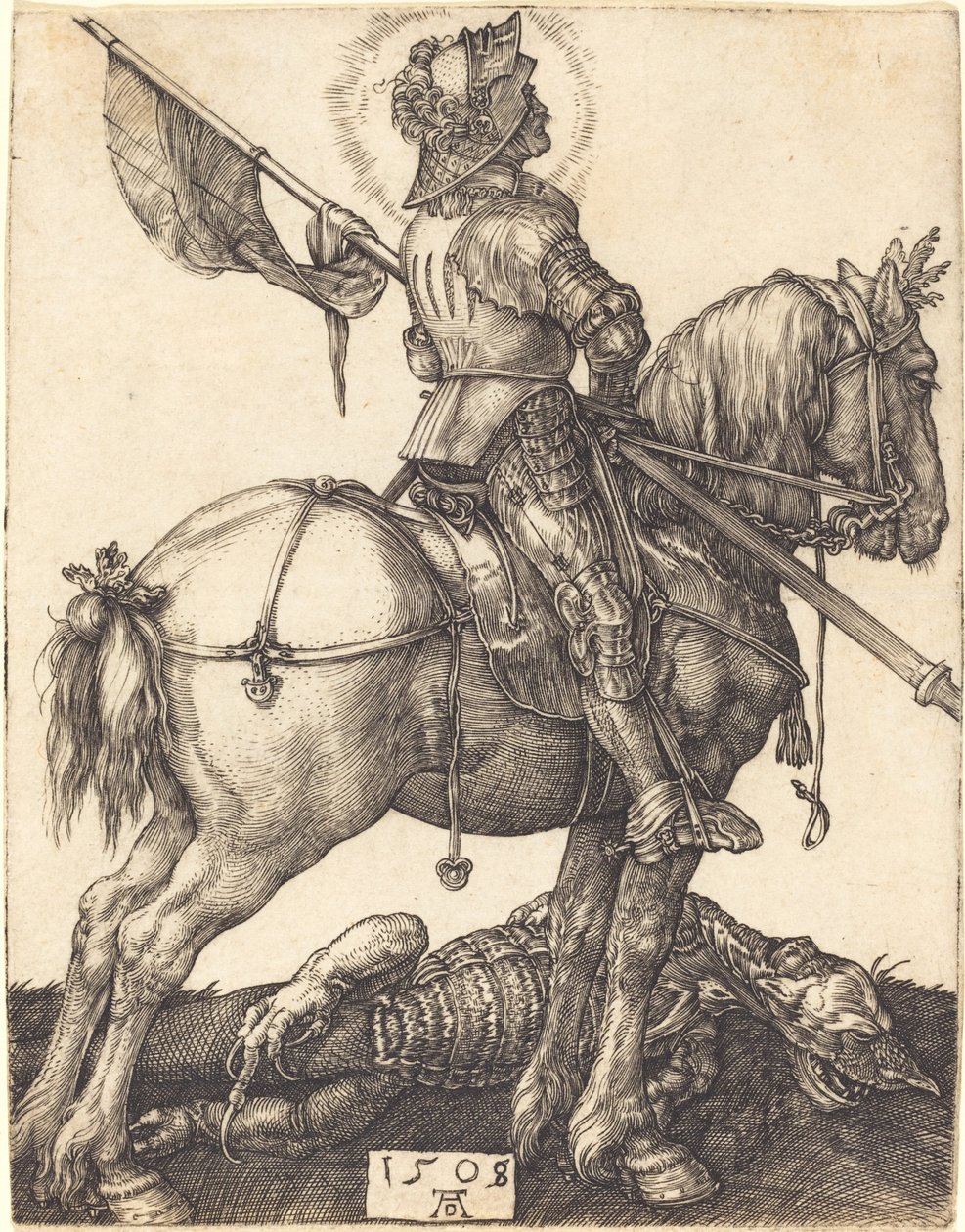 At sırtında Aziz George by Albrecht Dürer