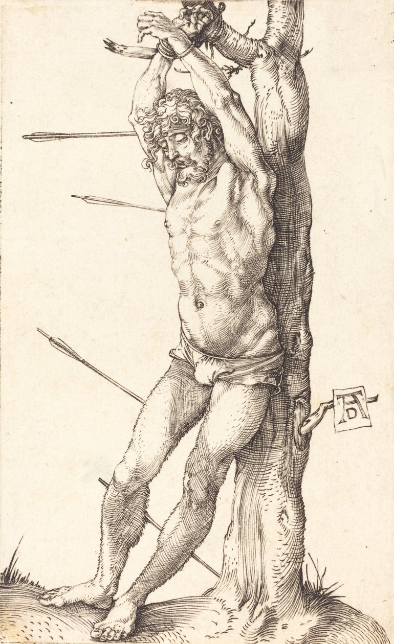 Ağaca Bağlı Aziz Sebastian, 15001501. by Albrecht Dürer