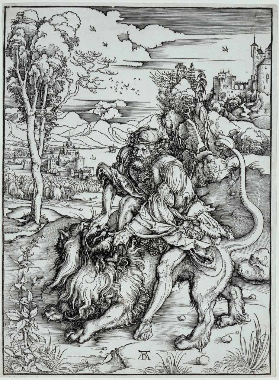 Aslanı Öldüren Samson by Albrecht Dürer