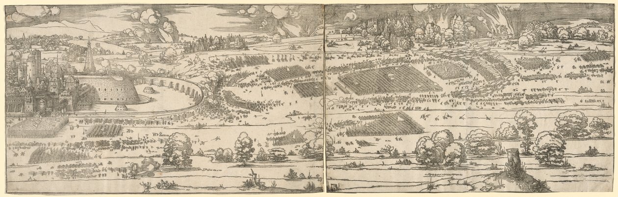 Bir Kale Kuşatması. by Albrecht Dürer