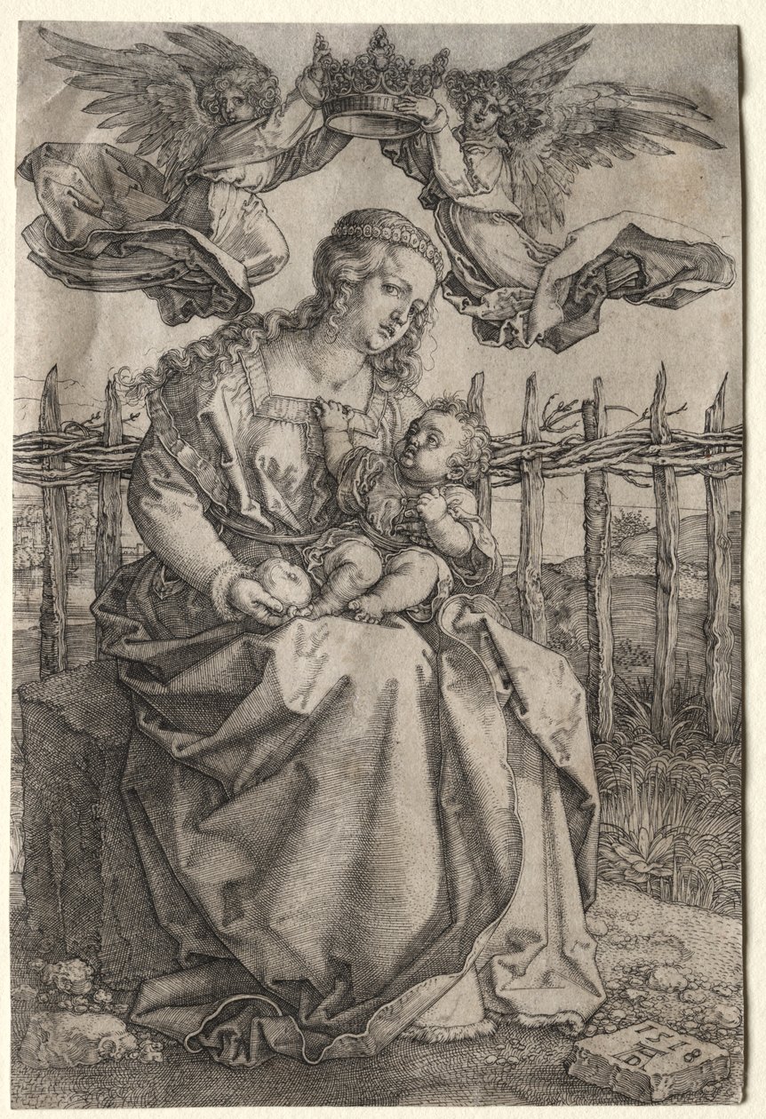 İki Melek Tarafından Taçlandırılan Bakire, 1518. by Albrecht Dürer