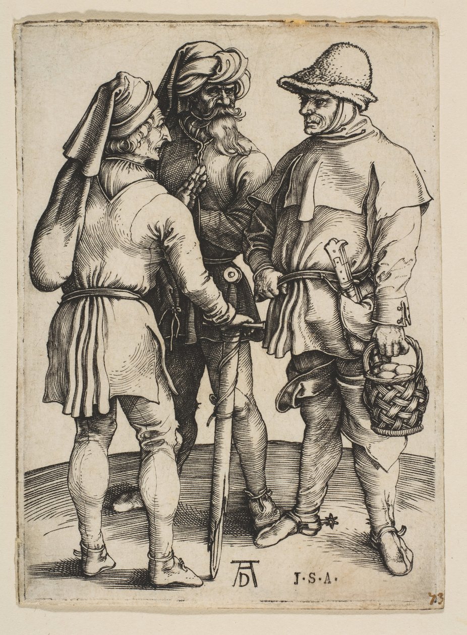Konuşmada Üç Köylü, yak. 1497. by Albrecht Dürer