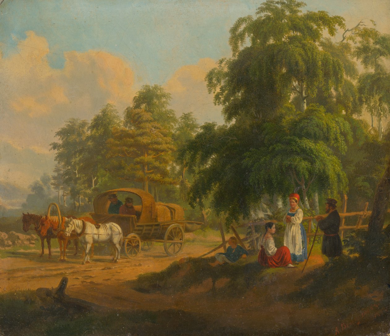 Rus Troykası ile manzara, 1801. by Aleksei Gavrilovich Venetsianov