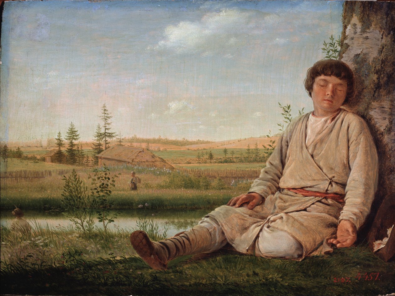 Uyuyan Çoban Çocuk, 1823 by Aleksei Gavrilovich Venetsianov