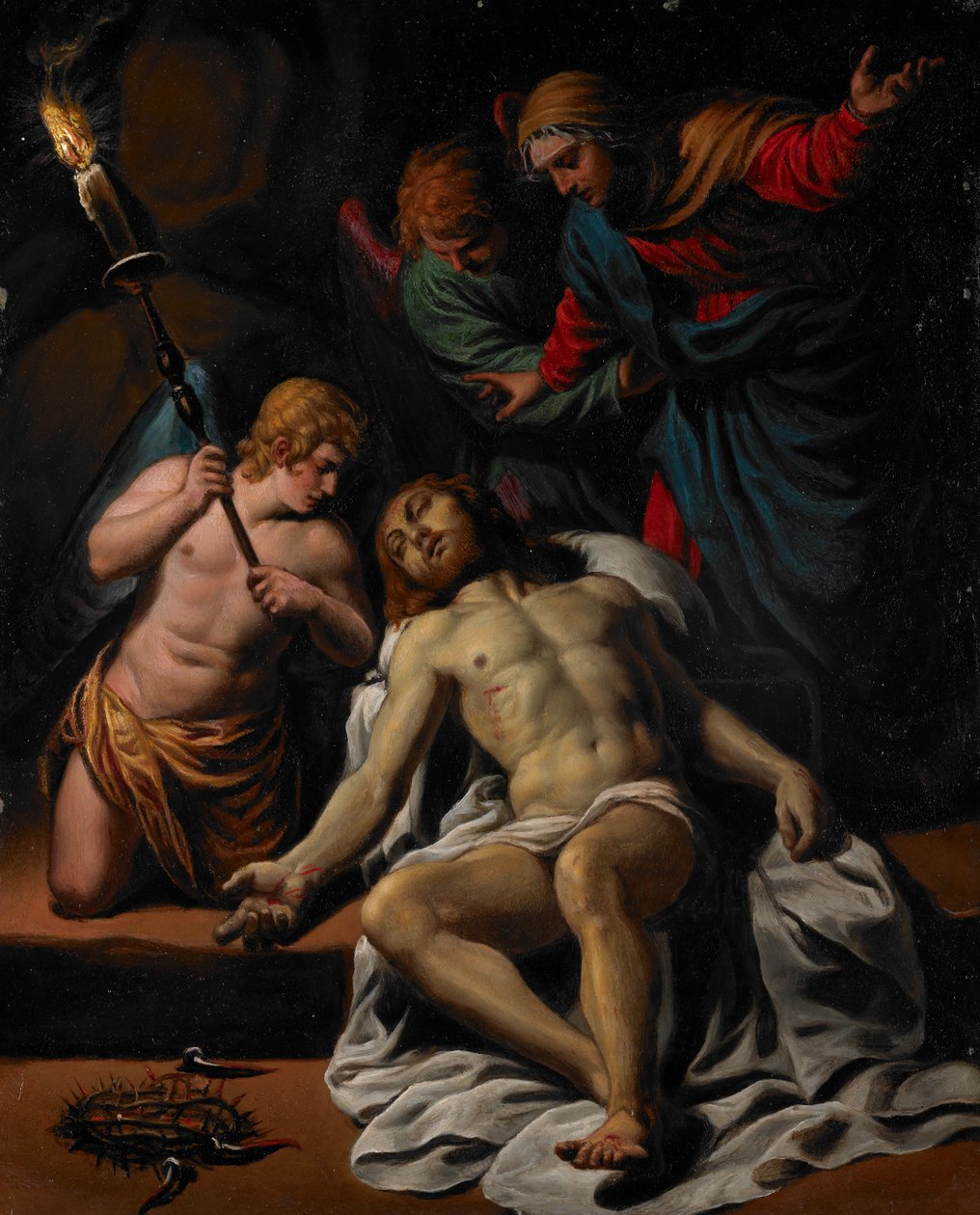 The Lamentation, c.1617 (petrol, bakır üzerine altınla yükseltilmiş) by Alessandro Turchi