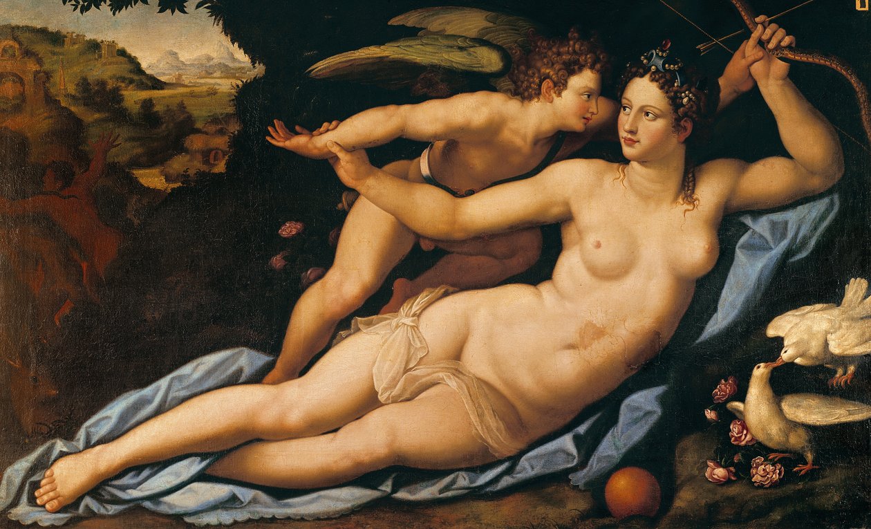 Venüs ve Aşk Tanrısı by Alessandro Allori