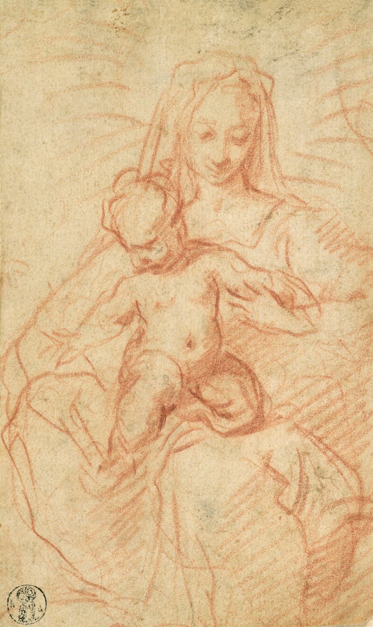Madonna ve Çocuk (kağıt üzerine kırmızı tebeşir) by Alessandro Casolani