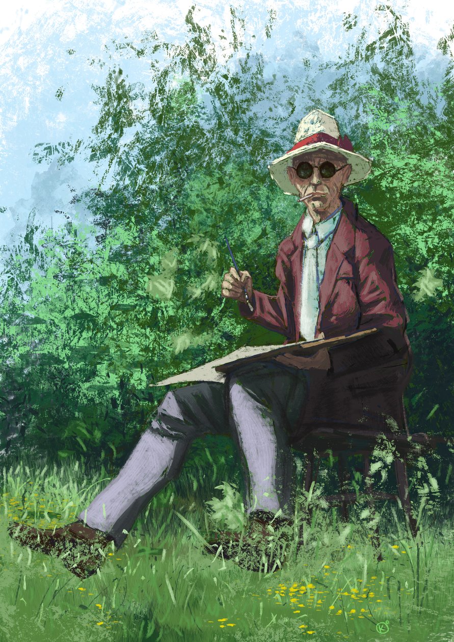 Bahçede Hermann Hesse tablosu by Alessandro Lonati