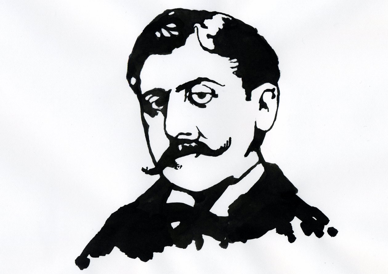 Marcel Proust (kağıt üzerine mürekkep) by Alessandro Lonati