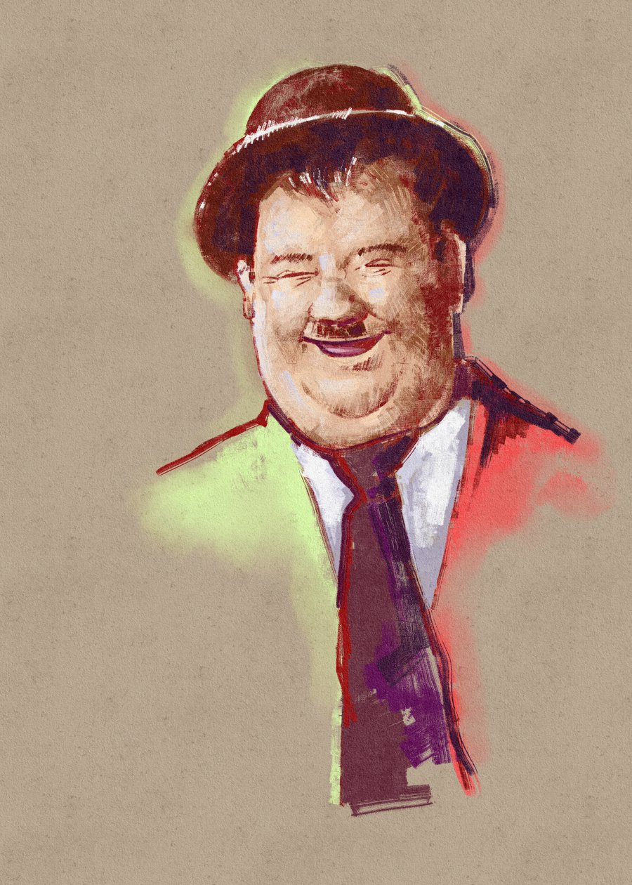 Komedyen Oliver Hardy'nin portresi (çizim) by Alessandro Lonati