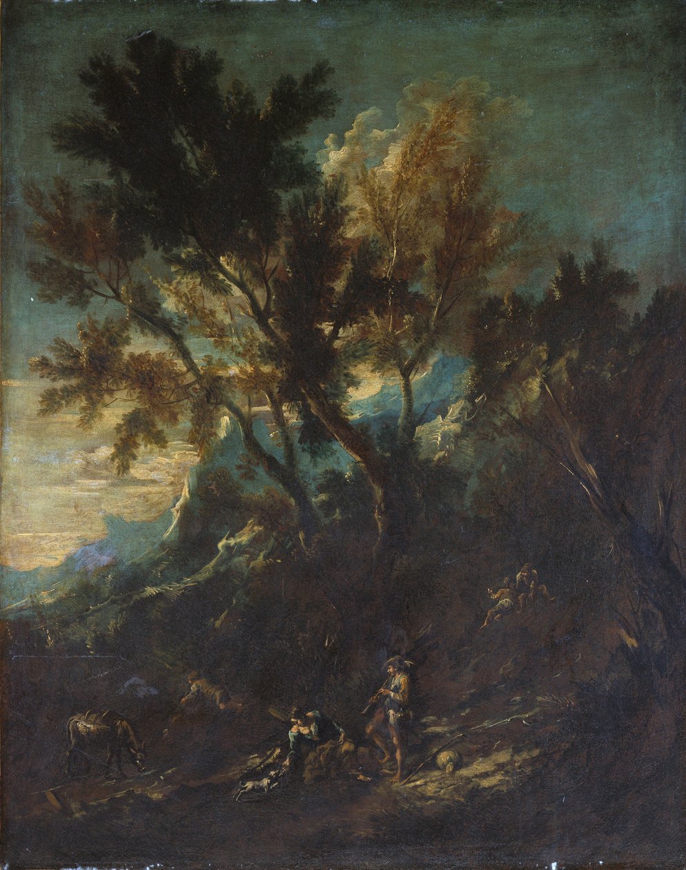 Pastoral Figürlerle Bir Dağ Manzarası by Alessandro Magnasco