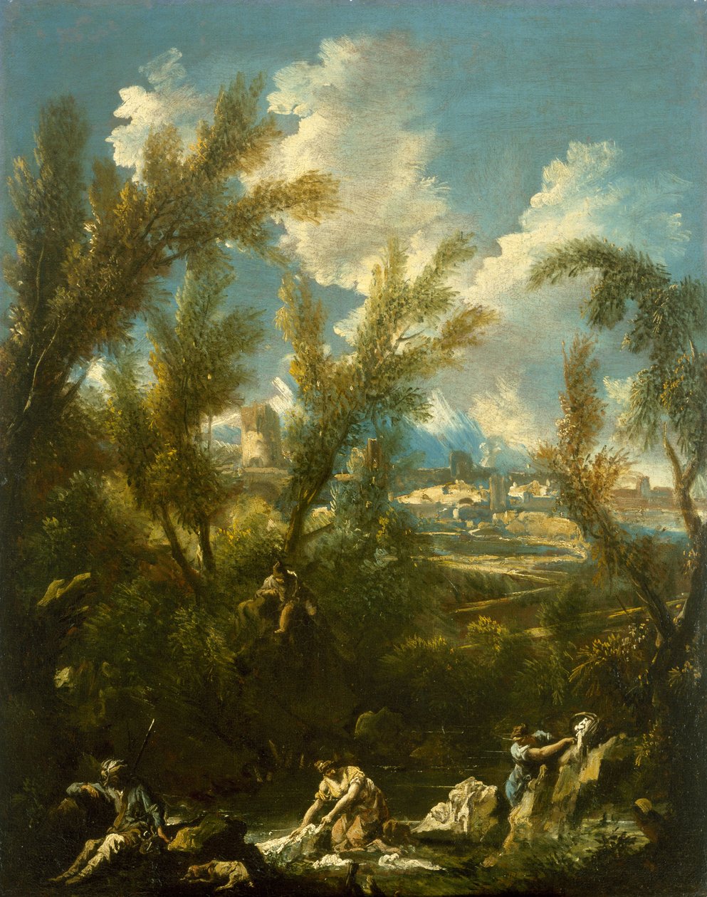 Yıkayıcı Kadın ile Manzara, c.1715 by Alessandro Magnasco