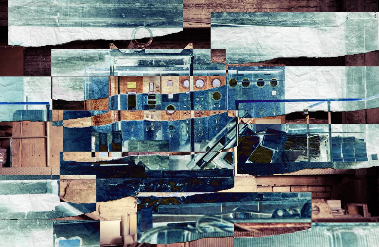 tuğlalar,2019,(kolaj) by Alex Caminker