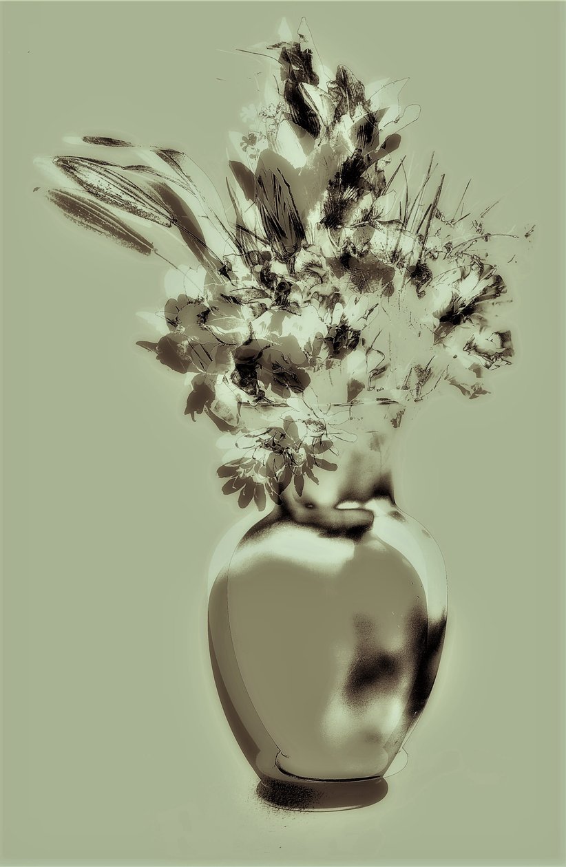 yeşil natürmort,2019,(karışık teknik) by Alex Caminker