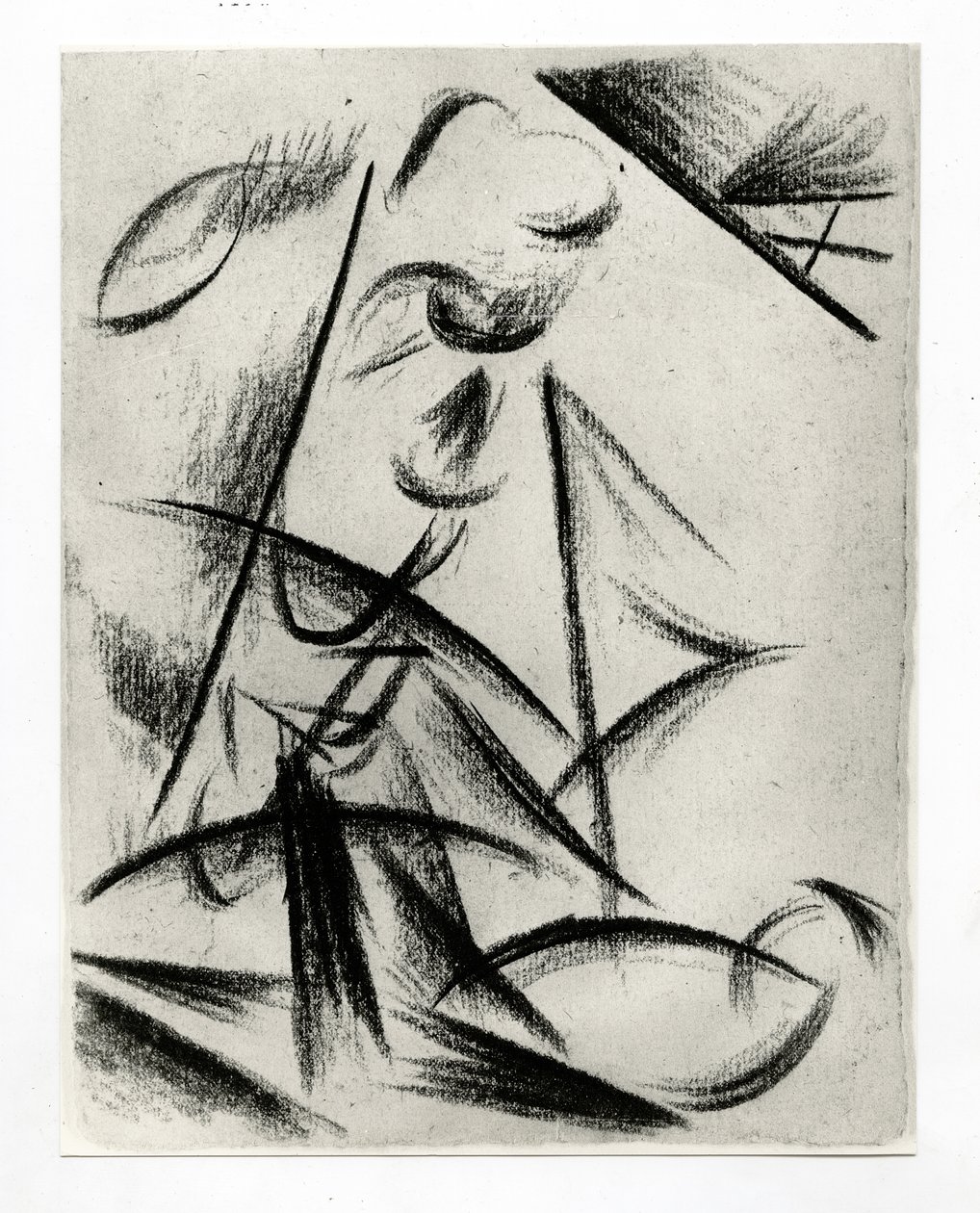 İnşaat, c.1914-15 (kağıt üzerinde kömür) by Alexander Bogomazov