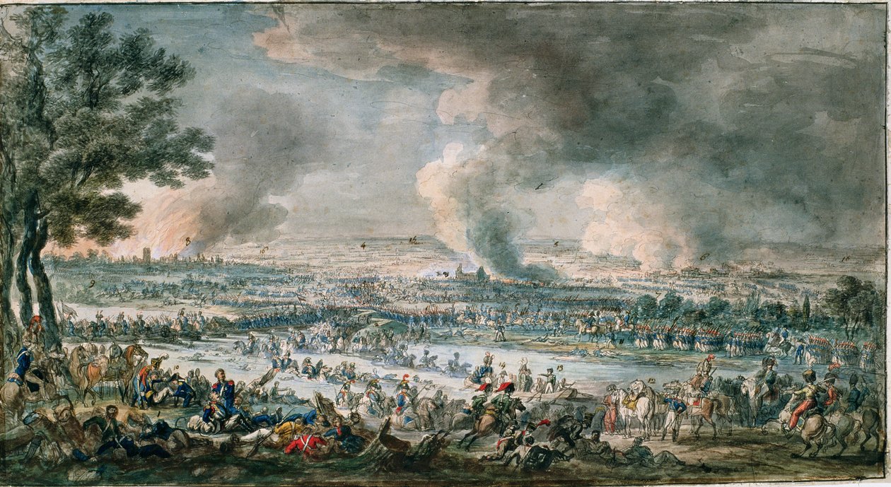 The French Army Crossing Berezina, c.1812 (ink, brush und wc on paper) by Alexander Osipovich Orlowski