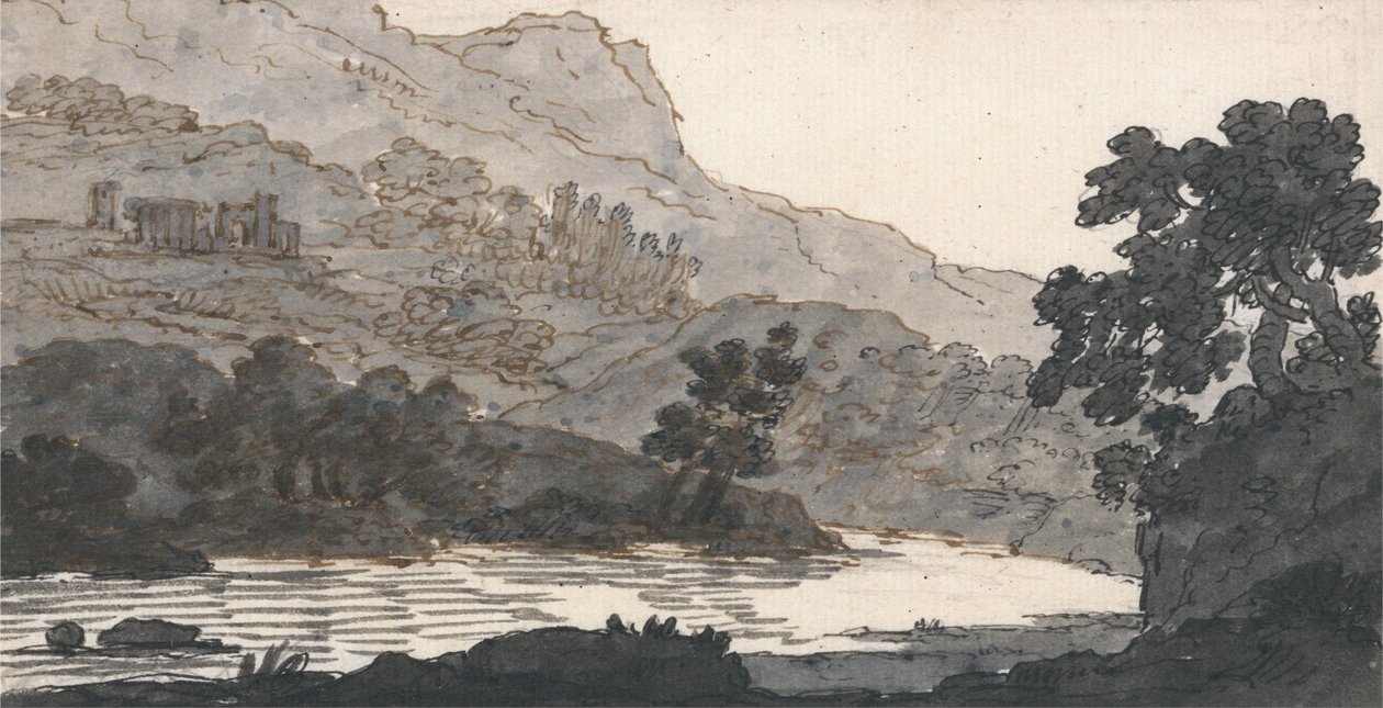 Nehir ve Dağ, Harabelerle by Alexander Cozens