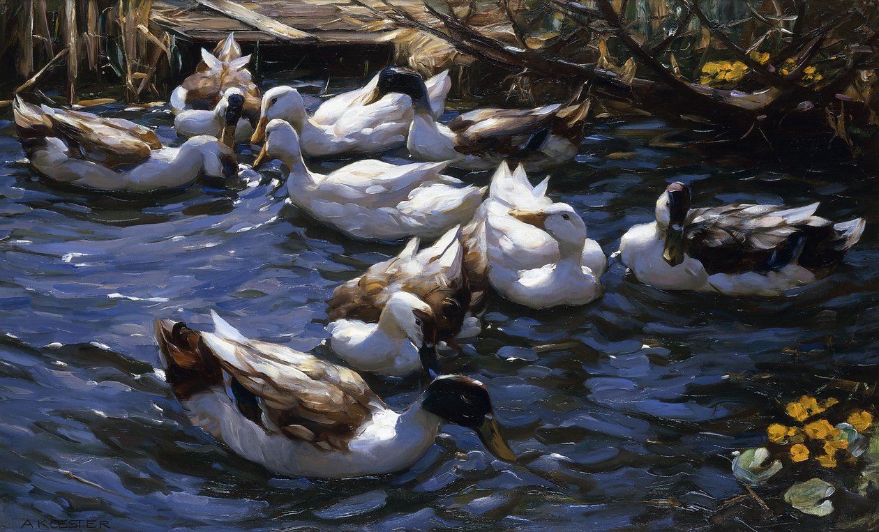 Sazlıklarda Dalların Altındaki Ördekler by Alexander Koester
