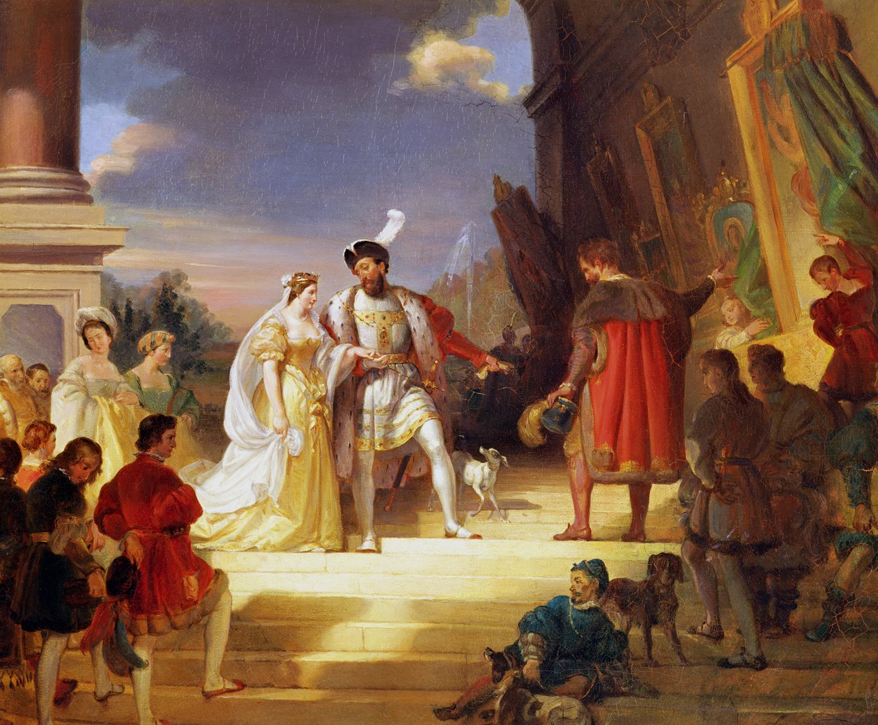 I. François (1494-1547) ve Leonardo da Vinci (1452-1519) by Alexandre Evariste Fragonard
