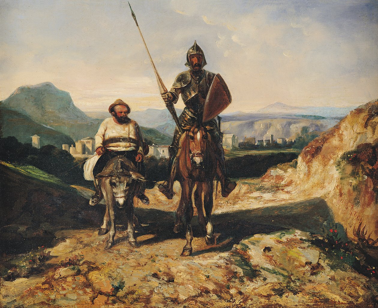 Don Kişot ve Sancho by Alexandre Gabriel Decamps