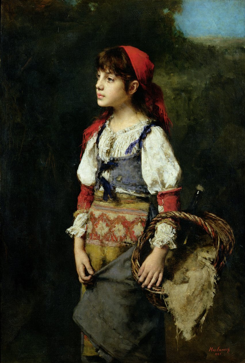 Güzel Bir Köylü Kızı by Alexei Alexevich Harlamoff