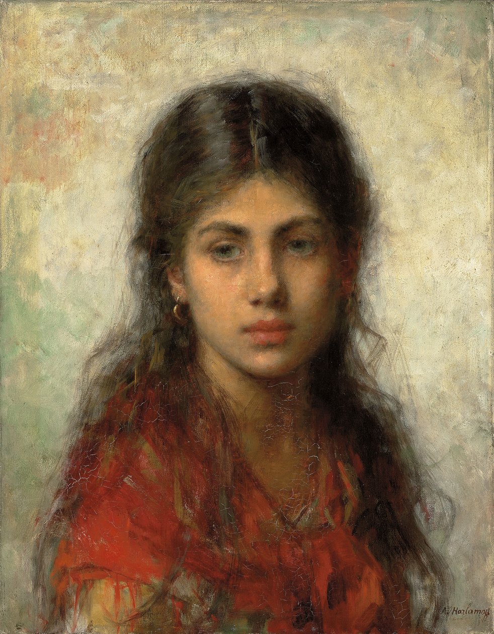 Kırmızı Şallı Kız, by Alexei Alexevich Harlamoff