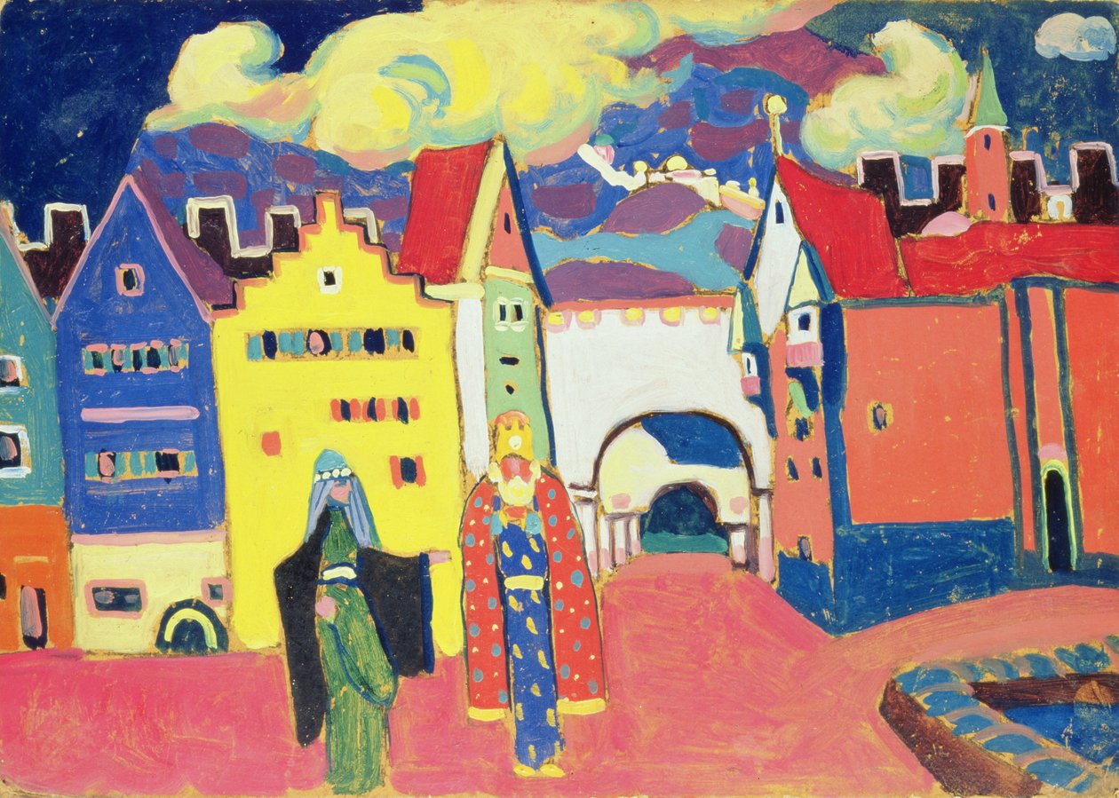 Oriental Town, 1908 (karton üzerine yağlı boya) by Alexej von Jawlensky